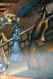 A detail from the beautiful mural in our lobby